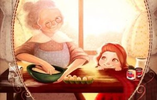 Babcia miesza ciasto