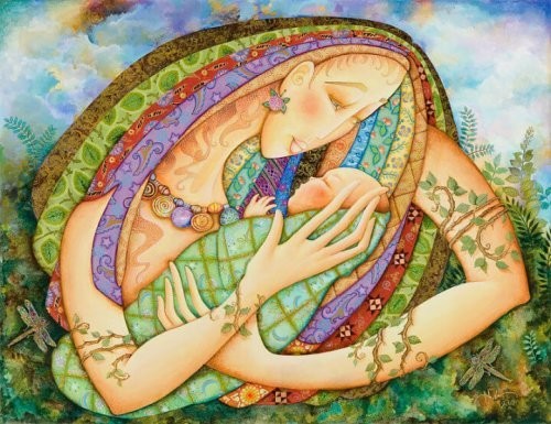 Mama jest tarczą dla dziecka i chroni je - obraz