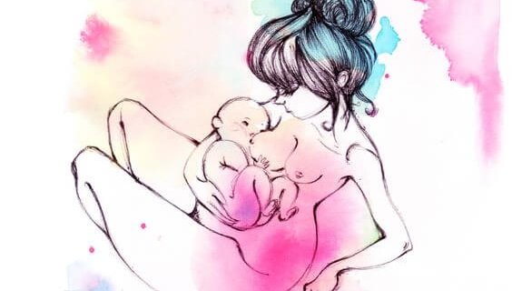 Mama karmiąca niemowlę piersią