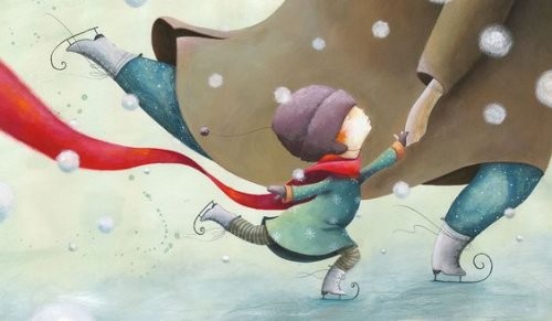 Dziecko jeżdżące na łyżwach