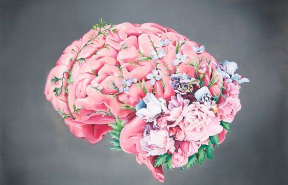 Mózg z wyrastającymi z niego kwiatami