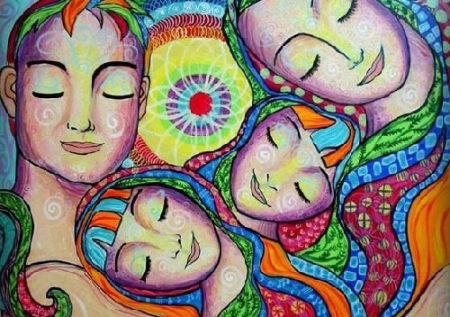 Rysunek spokojnej, szczęśliwej rodziny