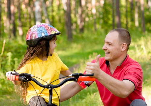 Nauka dziecka jazdy na rowerze