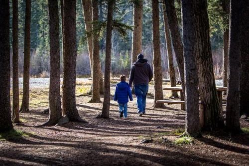 Spacer z dzieckiem w lesie