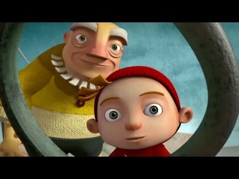 Wnuczek i dziadek patrzący przez otwór