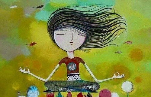 Medytująca dziewczynka