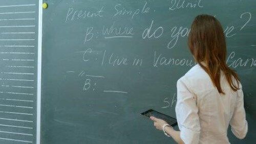 Zajęcia z angielskiego przy tablicy