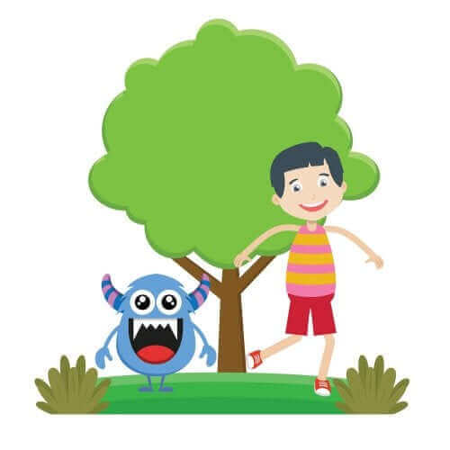Ilustracja dziecko i potwór